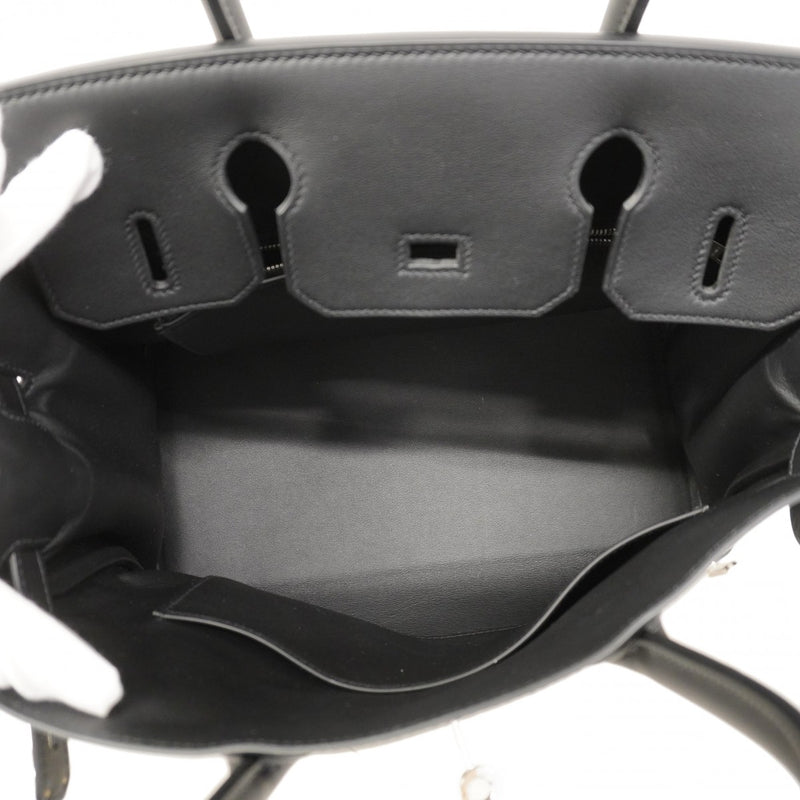 ★SALE【6da0679-g】エルメス ハンドバッグ バーキン30 スイフト トワルビヴァーク ブラック シルバー金具 W刻印【中古】レディース