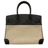 ★SALE【6da0679-g】エルメス ハンドバッグ バーキン30 スイフト トワルビヴァーク ブラック シルバー金具 W刻印【中古】レディース