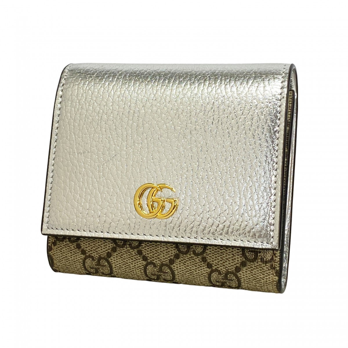 ★在庫処分★最終価格★SALE【6da0730-k】グッチ 財布 GGマーモント 598587 レザー ベージュ シルバー ゴールド金具【中古】レディース