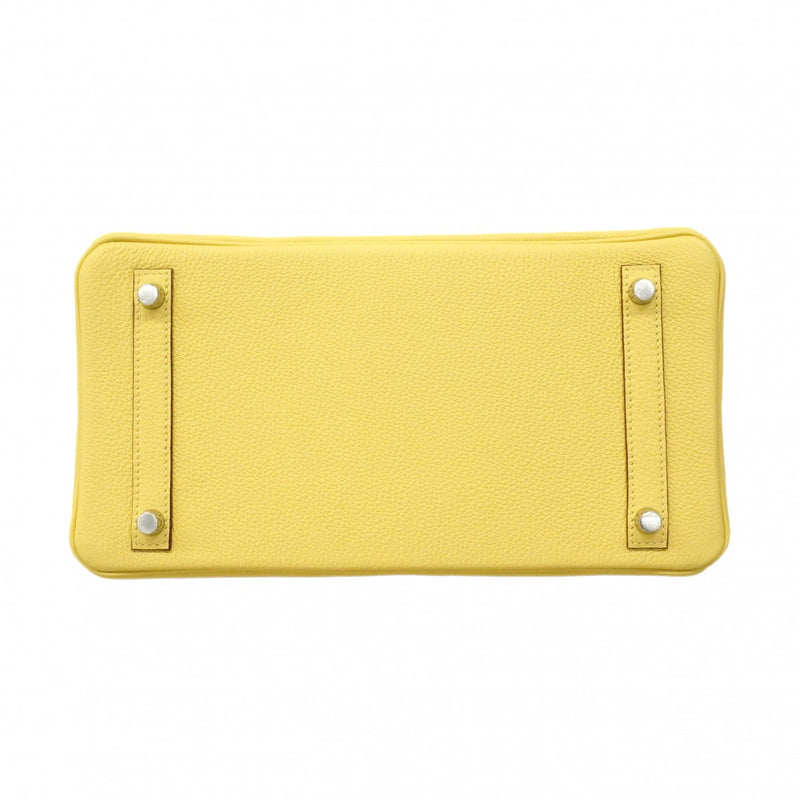 ★SALE【6da0743-g】エルメス ハンドバッグ バーキン30 トリヨンノビーヨ リモンチェッロ シルバー金具 G刻印【中古】レディース