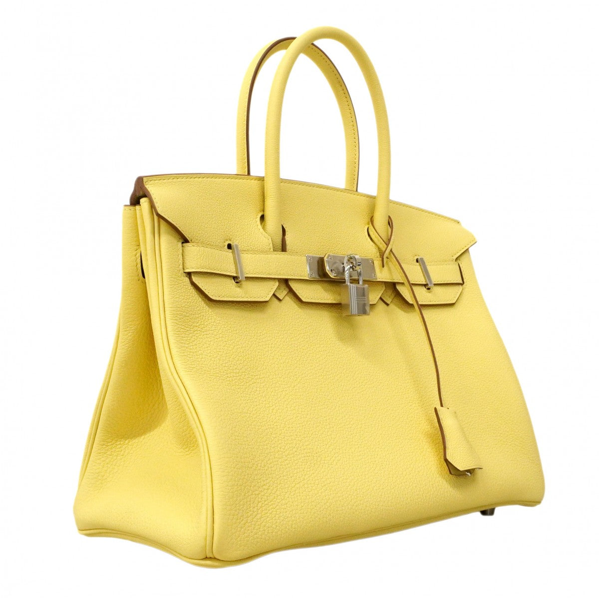 ★SALE【6da0743-g】エルメス ハンドバッグ バーキン30 トリヨンノビーヨ リモンチェッロ シルバー金具 G刻印【中古】レディース