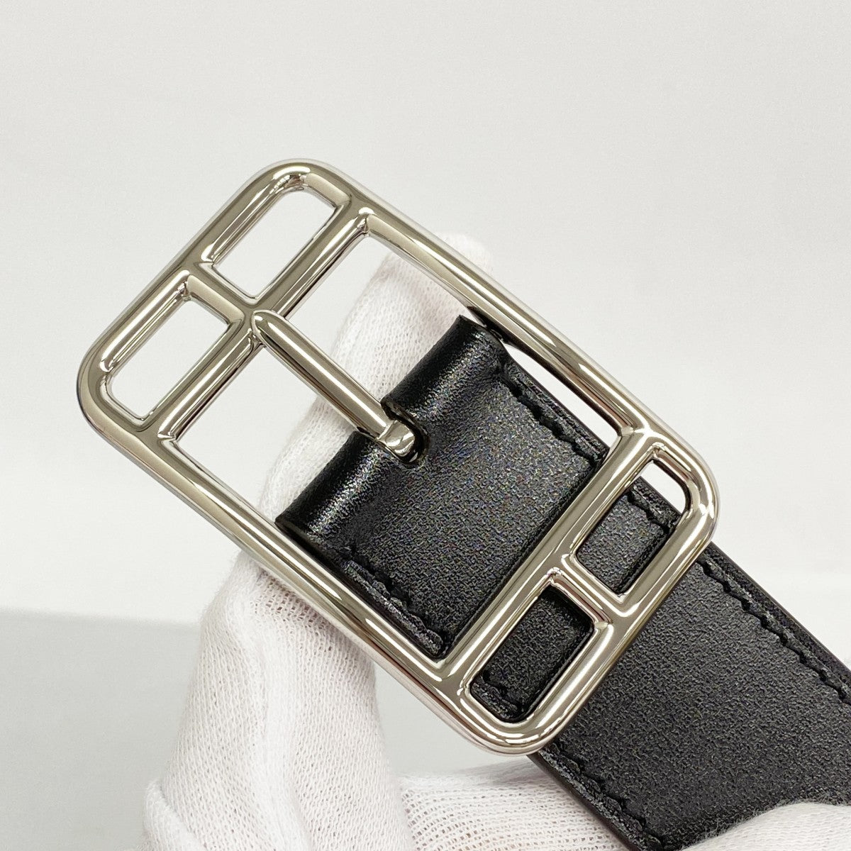 ★最終価格【6db1543-k】エルメス ベルト ケープコッド32 ボックスカーフ トゴ ブラック ショコラ シルバー金具 G刻印【中古】メンズ