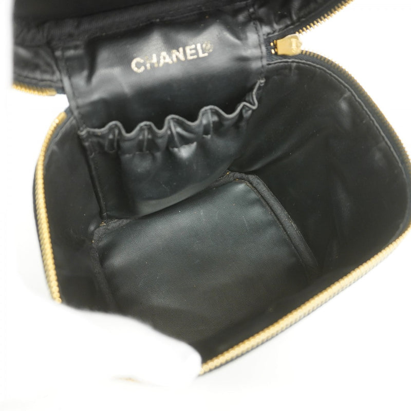 【6db1612-k】シャネル バニティバッグ キャビアスキン ブラック ゴールド金具【中古】レディース