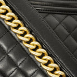 【6db1708-k】シャネル ショルダーバッグ ボーイシャネル チェーンショルダー ラムスキン ブラック ゴールド金具【中古】レディース