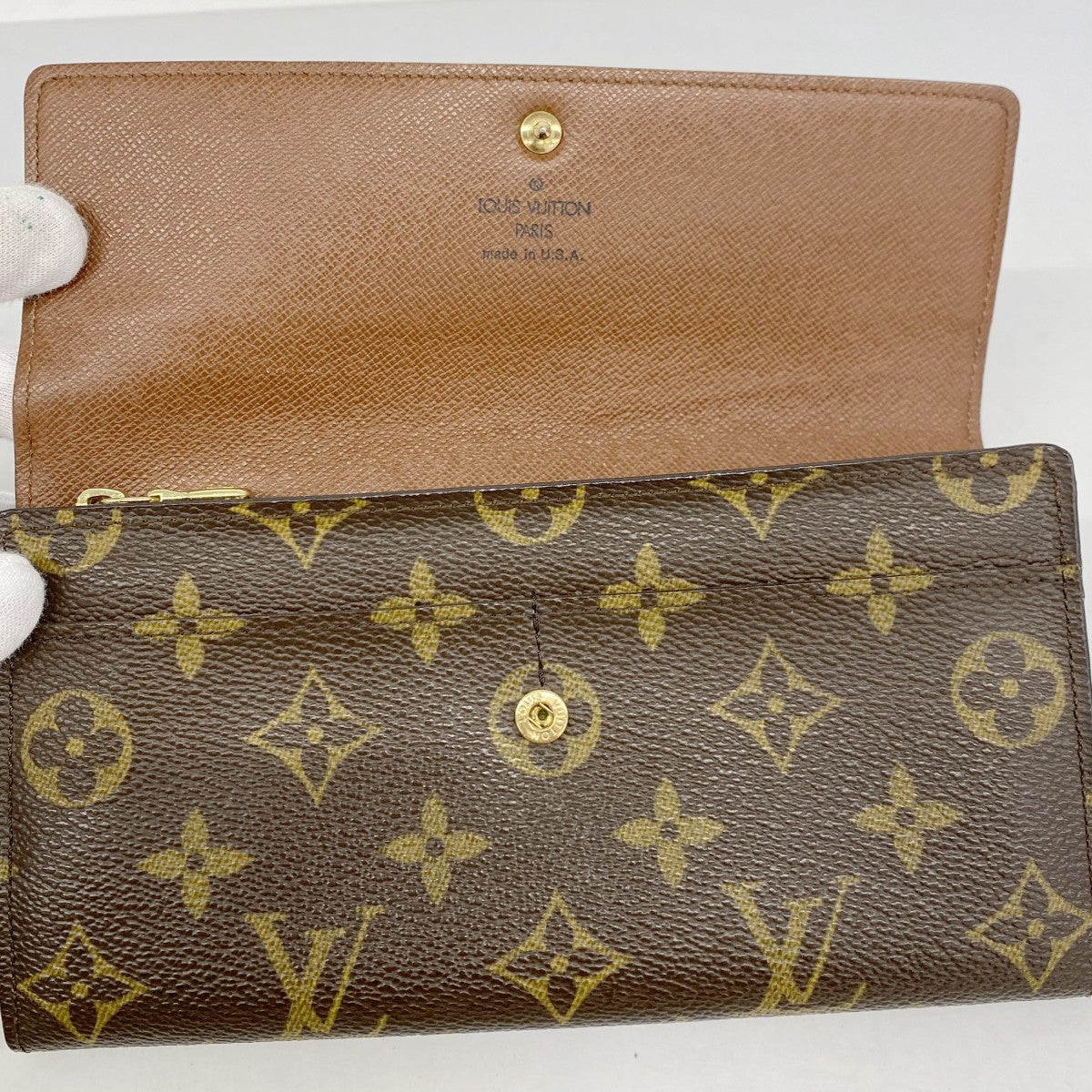 【6db1791】ルイヴィトン 長財布 モノグラム ポルトモネクレディ M61725 ブラウン【中古】レディース