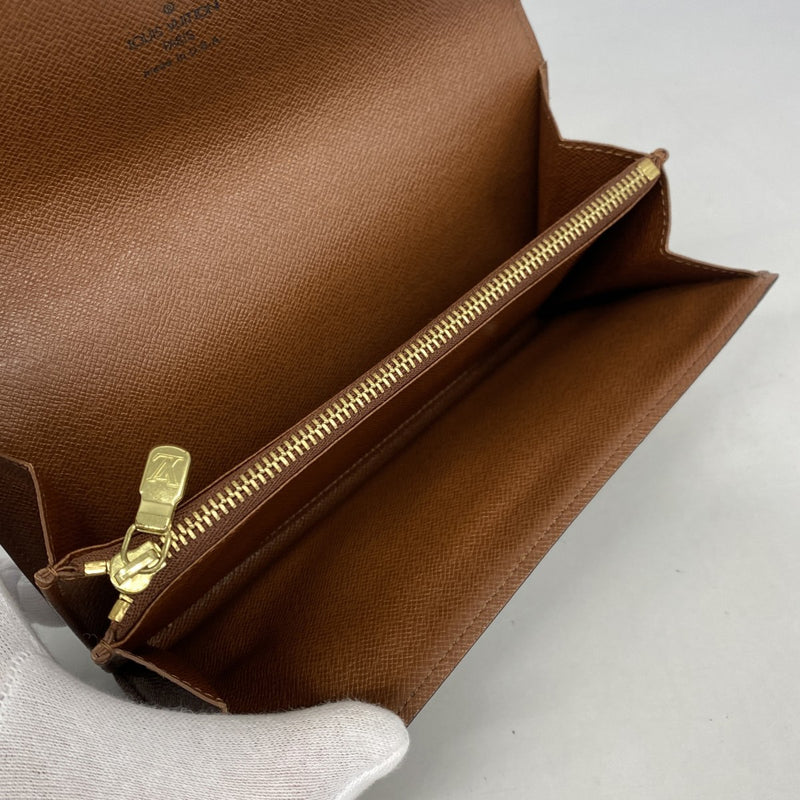 【6db1791】ルイヴィトン 長財布 モノグラム ポルトモネクレディ M61725 ブラウン【中古】レディース