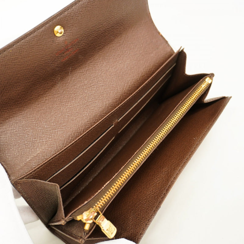 【6db2009】ルイヴィトン 長財布 ダミエ ポルトモネクレディ N61724 エベヌ【中古】レディース