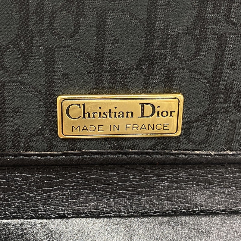 【6dc2620】クリスチャンディオール ショルダーバッグ トロッター ナイロンキャンバス ブラック ゴールド金具【中古】レディース