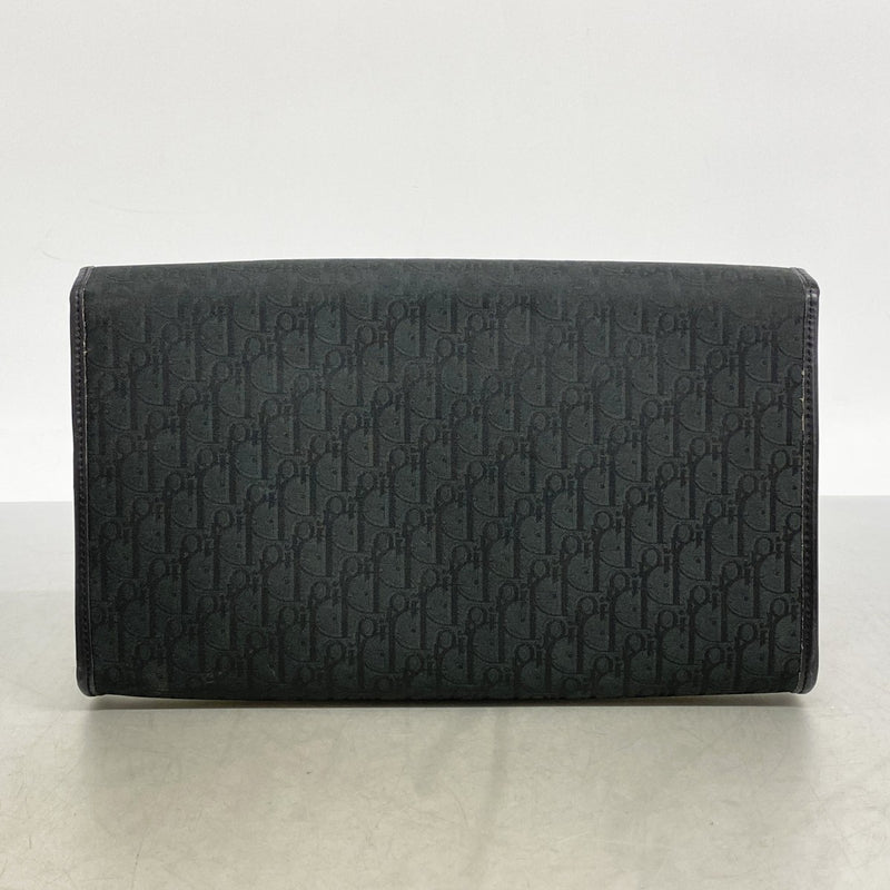 【6dc2620】クリスチャンディオール ショルダーバッグ トロッター ナイロンキャンバス ブラック ゴールド金具【中古】レディース