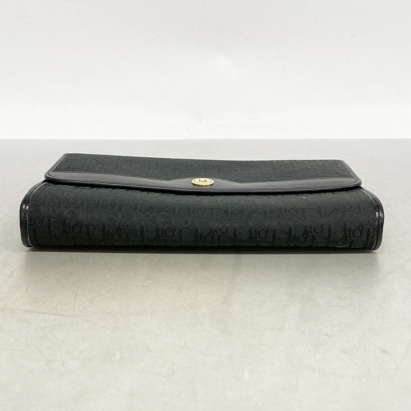 【6dc2620】クリスチャンディオール ショルダーバッグ トロッター ナイロンキャンバス ブラック ゴールド金具【中古】レディース