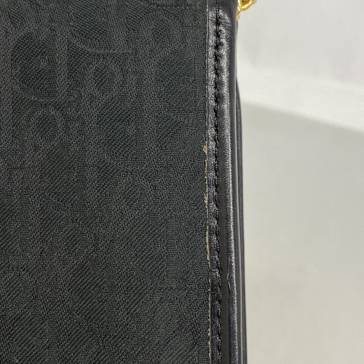 【6dc2620】クリスチャンディオール ショルダーバッグ トロッター ナイロンキャンバス ブラック ゴールド金具【中古】レディース