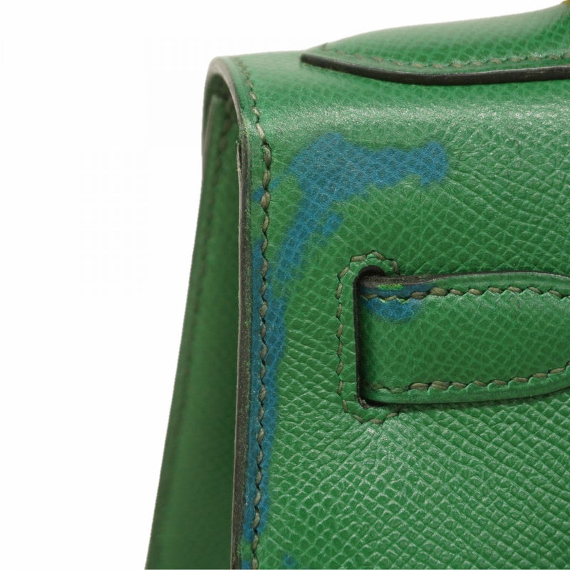 ★最終価格★SALE【6dc2749】エルメス ハンドバッグ ケリー28 クシュベル グリーン ゴールド金具 ○U刻印【中古】レディース