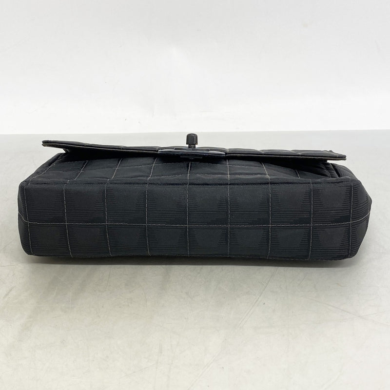 ★最終価格★SALE【6dc2885】シャネル ショルダーバッグ ニュートラベル Wチェーン ナイロン ブラック シルバー金具【中古】レディース
