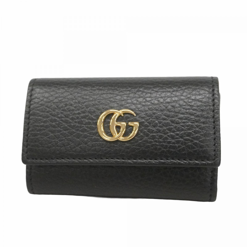 ★在庫処分【6dc3319-k】グッチ キーケース GGマーモント 456118 レザー ブラック ゴールド金具【中古】メンズ レディース ユニセックス