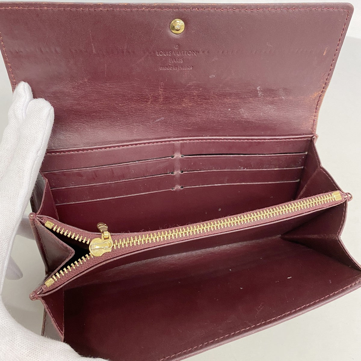 【6dc3958-k】ルイヴィトン 長財布 ヴェルニ ポルトフォイユサラ M91521 ルージュフォーヴィスト【中古】レディース