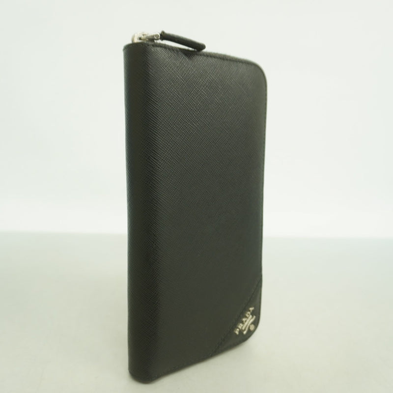 ★最終価格【6dd4618-k】プラダ 長財布 サフィアーノ レザー ブラック シルバー金具【中古】メンズ