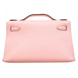 ★SALE【6dd4850-g】エルメス ハンドバッグ ポシェットケリー スイフト ローズサクラ シルバー金具 W刻印【中古】レディース