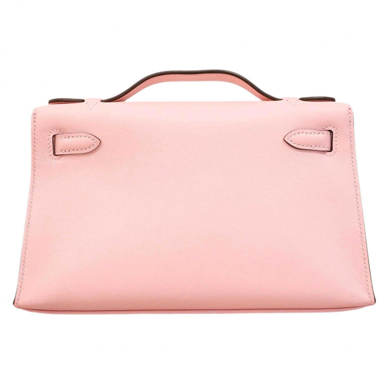 ★SALE【6dd4850-g】エルメス ハンドバッグ ポシェットケリー スイフト ローズサクラ シルバー金具 W刻印【中古】レディース
