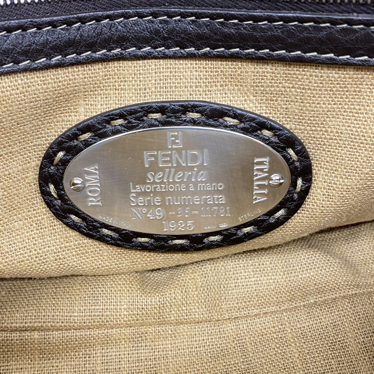 【6dd4926】フェンディ ハンドバッグ セレリア レザー ブラウン シルバー金具【中古】レディース