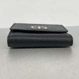 【6dd5198】クリスチャンディオール 三つ折り財布 レザー ブラック ゴールド金具【中古】レディース