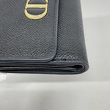 【6dd5198】クリスチャンディオール 三つ折り財布 レザー ブラック ゴールド金具【中古】レディース