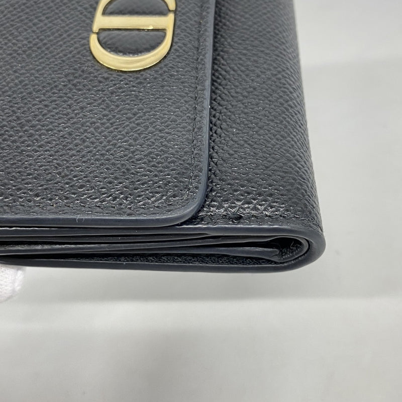【6dd5198】クリスチャンディオール 三つ折り財布 レザー ブラック ゴールド金具【中古】レディース