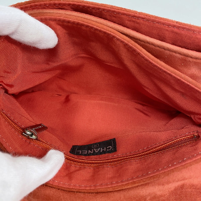 ★最終価格★SALE【6dd5336-k】シャネル ハンドバッグ チョコバー スウェード オレンジ シルバー金具【中古】レディース