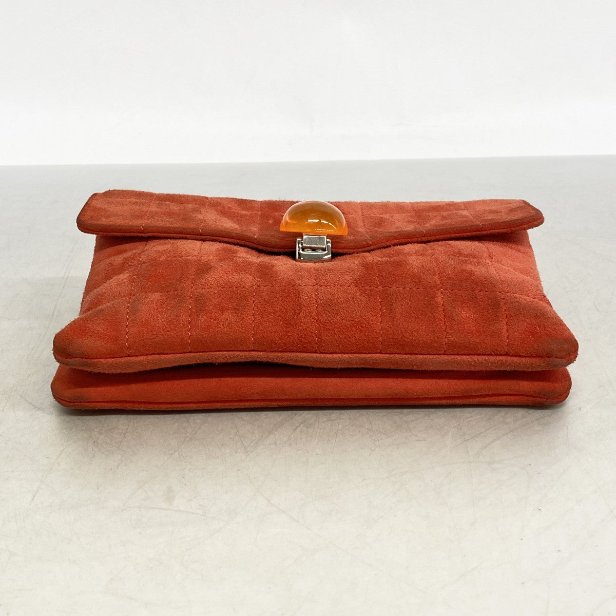 ★最終価格★SALE【6dd5336-k】シャネル ハンドバッグ チョコバー スウェード オレンジ シルバー金具【中古】レディース