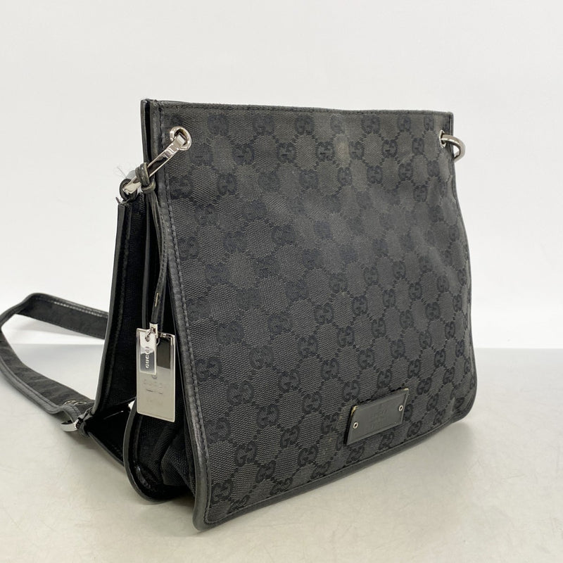 ★最終価格★SALE【6dd5478-k】グッチ ショルダーバッグ GGキャンバス 91762 キャンバス ブラック シルバー金具【中古】レディース