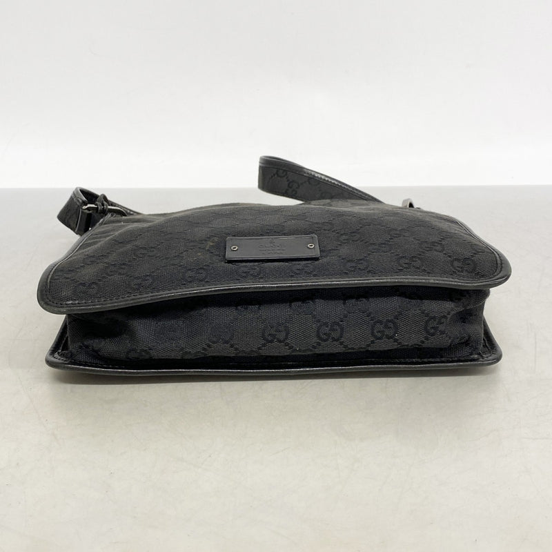 ★最終価格★SALE【6dd5478-k】グッチ ショルダーバッグ GGキャンバス 91762 キャンバス ブラック シルバー金具【中古】レディース