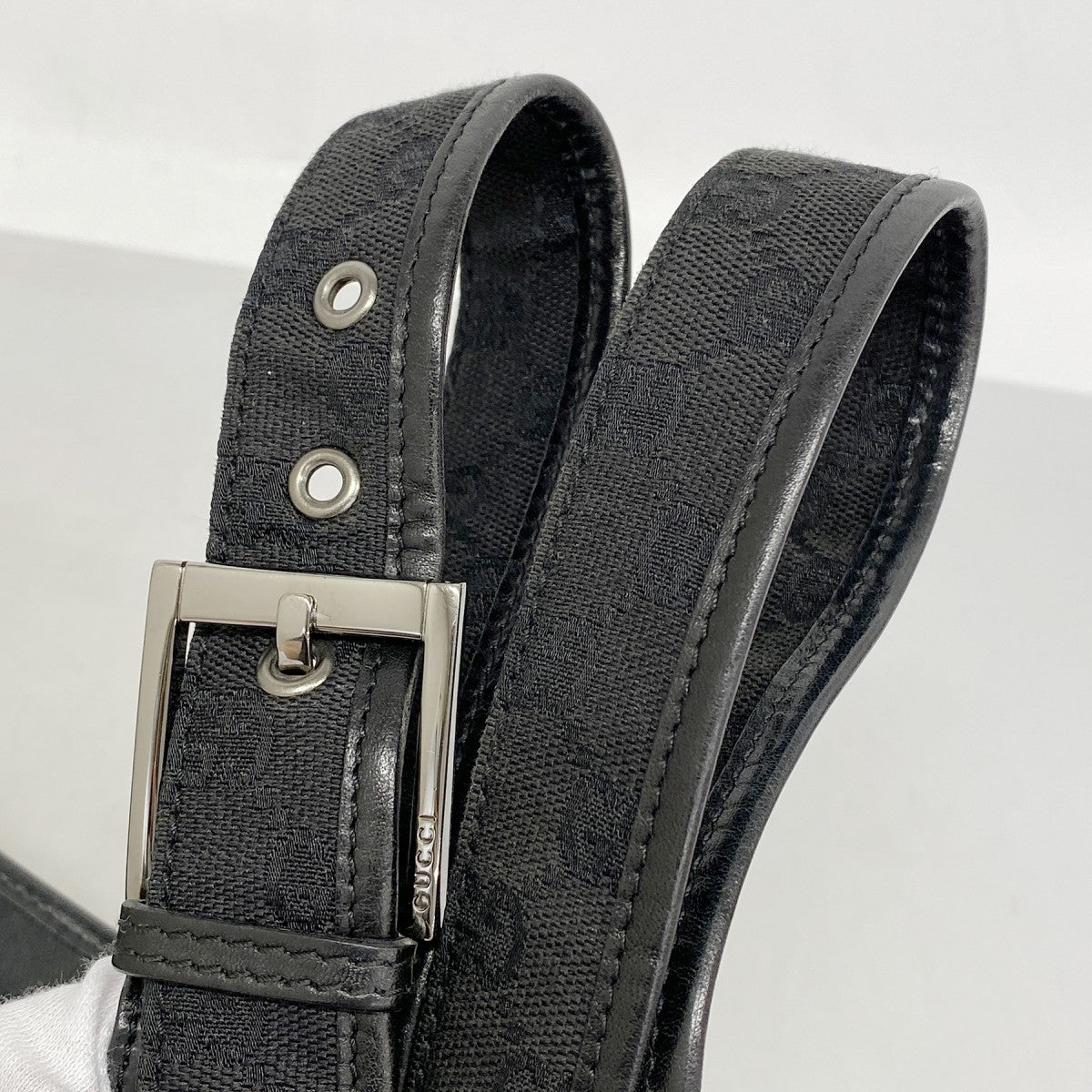 ★最終価格★SALE【6dd5478-k】グッチ ショルダーバッグ GGキャンバス 91762 キャンバス ブラック シルバー金具【中古】レディース