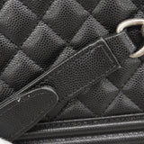 ★最終価格★SALE【6de5557】シャネル ショルダーバッグ ボーイシャネル チェーンショルダー キャビアスキン ブラック シルバー金具【中古】レディース