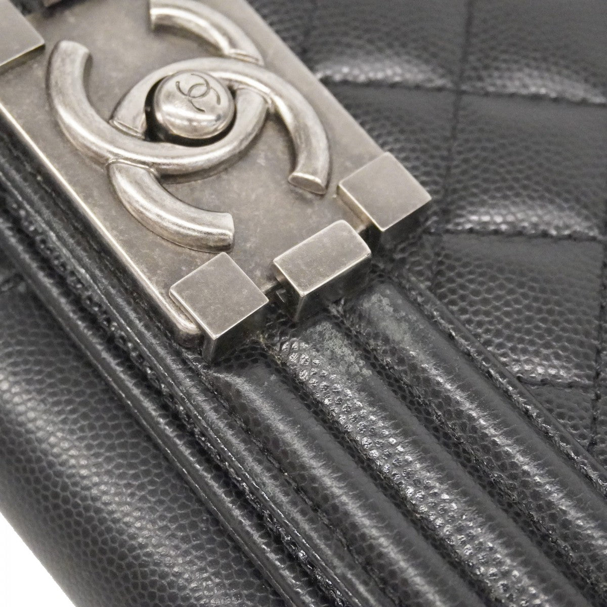 ★最終価格★SALE【6de5557】シャネル ショルダーバッグ ボーイシャネル チェーンショルダー キャビアスキン ブラック シルバー金具【中古】レディース