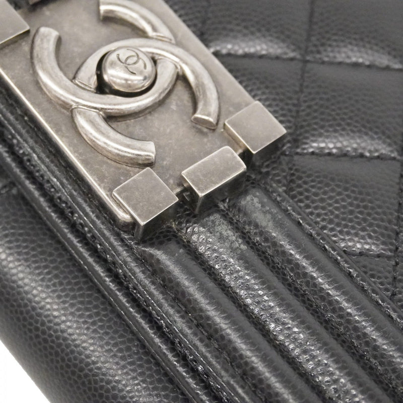 ★最終価格★SALE【6de5557】シャネル ショルダーバッグ ボーイシャネル チェーンショルダー キャビアスキン ブラック シルバー金具【中古】レディース