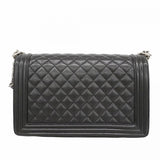 ★最終価格★SALE【6de5557】シャネル ショルダーバッグ ボーイシャネル チェーンショルダー キャビアスキン ブラック シルバー金具【中古】レディース