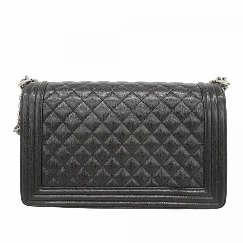 ★最終価格★SALE【6de5557】シャネル ショルダーバッグ ボーイシャネル チェーンショルダー キャビアスキン ブラック シルバー金具【中古】レディース
