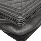 ★最終価格★SALE【6de5557】シャネル ショルダーバッグ ボーイシャネル チェーンショルダー キャビアスキン ブラック シルバー金具【中古】レディース