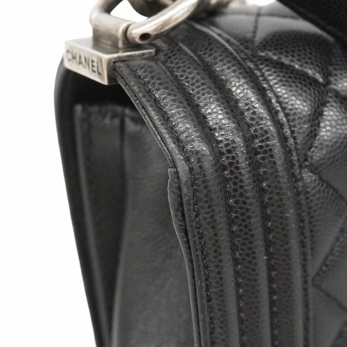★最終価格★SALE【6de5557】シャネル ショルダーバッグ ボーイシャネル チェーンショルダー キャビアスキン ブラック シルバー金具【中古】レディース