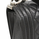 ★最終価格★SALE【6de5557】シャネル ショルダーバッグ ボーイシャネル チェーンショルダー キャビアスキン ブラック シルバー金具【中古】レディース