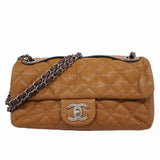 ★SALE【6de5598-k】シャネル ショルダーバッグ マトラッセ Wチェーン スパークルレザー ブラウン シルバー金具【中古】レディース