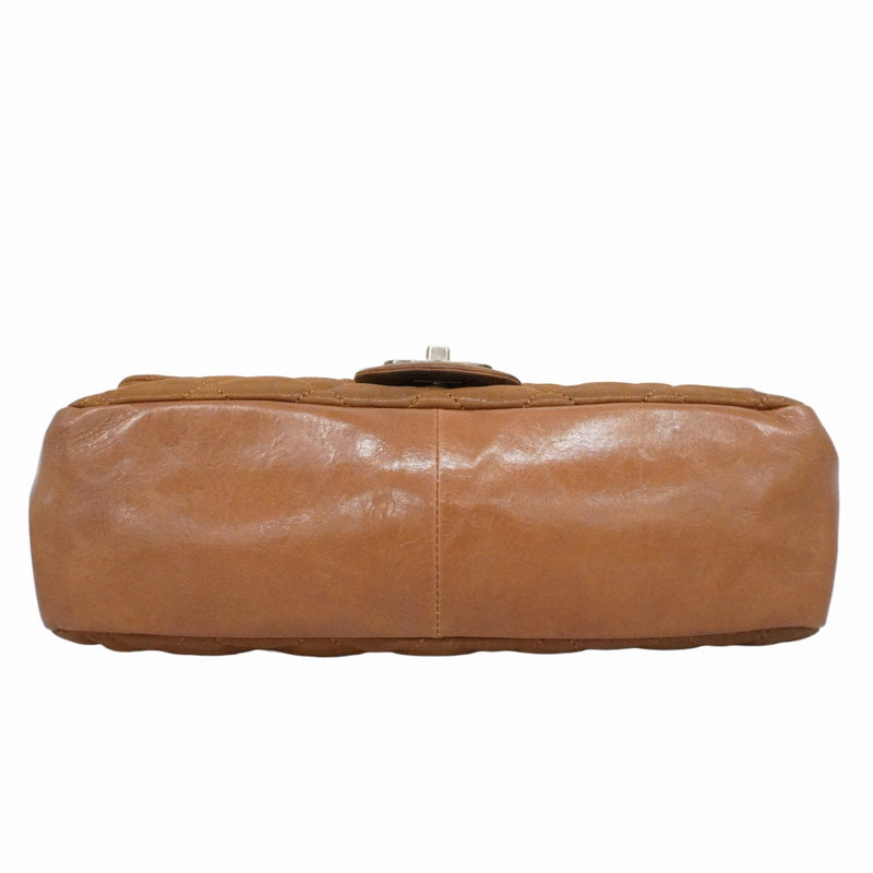 ★SALE【6de5598-k】シャネル ショルダーバッグ マトラッセ Wチェーン スパークルレザー ブラウン シルバー金具【中古】レディース