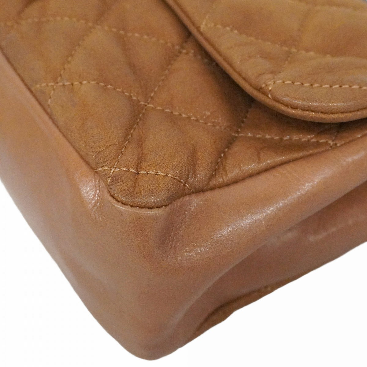 ★SALE【6de5598-k】シャネル ショルダーバッグ マトラッセ Wチェーン スパークルレザー ブラウン シルバー金具【中古】レディース