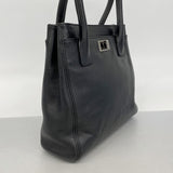 【6de5665-k】シャネル トートバッグ エグゼクティブ レザー ブラック シルバー金具【中古】レディース