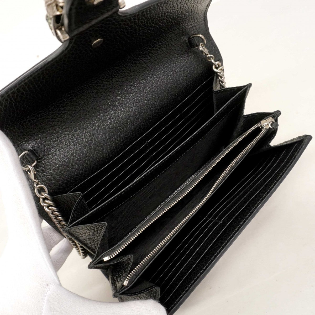 ★最終価格【6de5789-k】グッチ ショルダーウォレット デュオニュソス 401231 レザー ブラック シルバー金具【中古】レディース