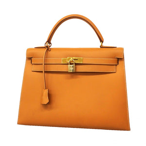 ★最終価格★SALE【6de5814】エルメス ハンドバッグ ケリー32 ヴァッシュ ナチュラル ゴールド金具 □B刻印【中古】レディース
