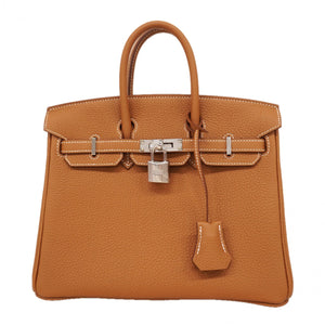 ★SALE【6de5902-g】エルメス ハンドバッグ バーキン25 トゴ ゴールド シルバー金具 K刻印【中古】レディース