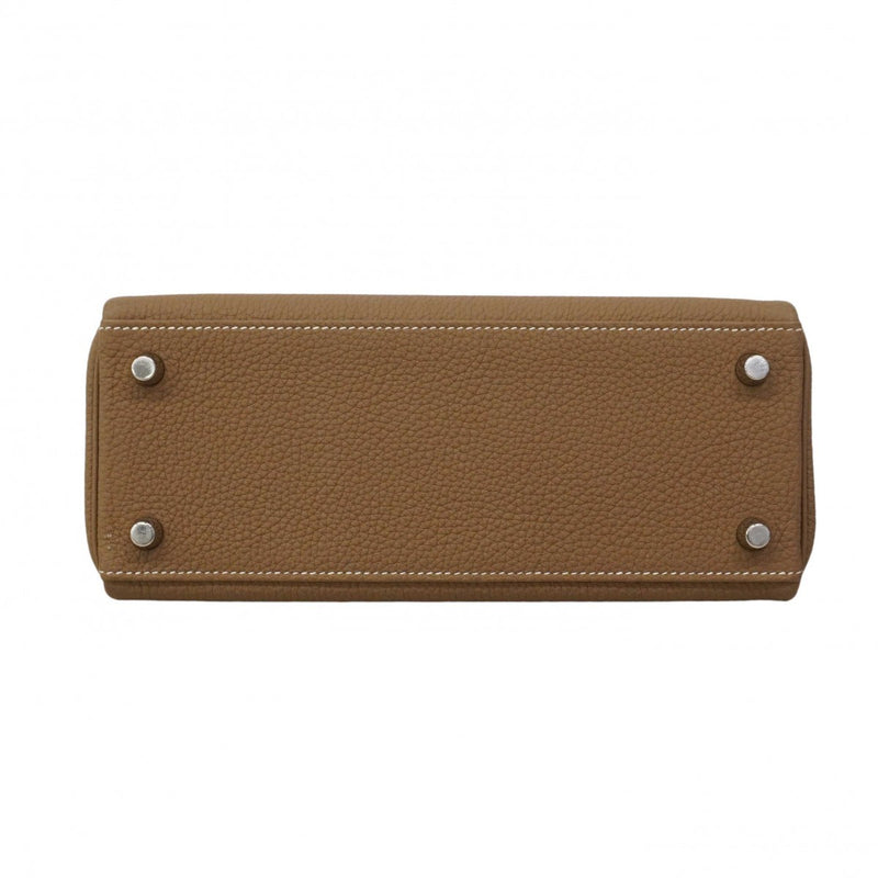 【6de6052-g】エルメス ハンドバッグ ケリー25 トゴ エトゥープ シルバー金具 U刻印 2wayバッグ【中古】レディース