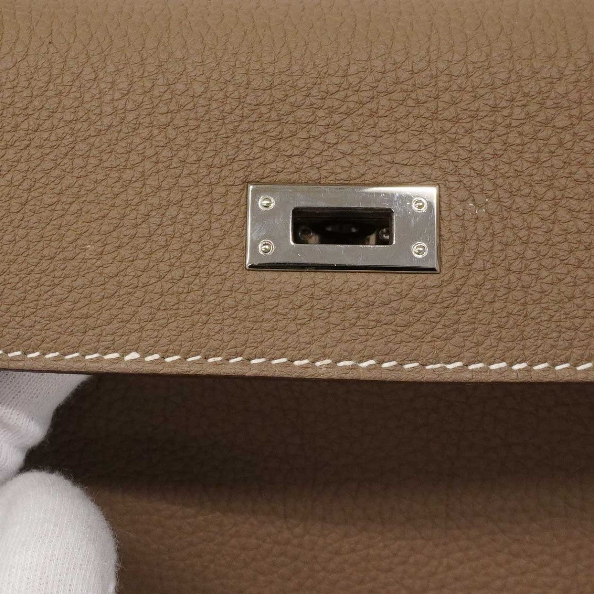 【6de6052-g】エルメス ハンドバッグ ケリー25 トゴ エトゥープ シルバー金具 U刻印 2wayバッグ【中古】レディース