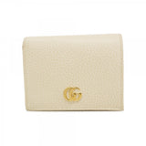 【6de6062】グッチ 財布 GGマーモント 456126 レザー ホワイト ゴールド金具【中古】レディース