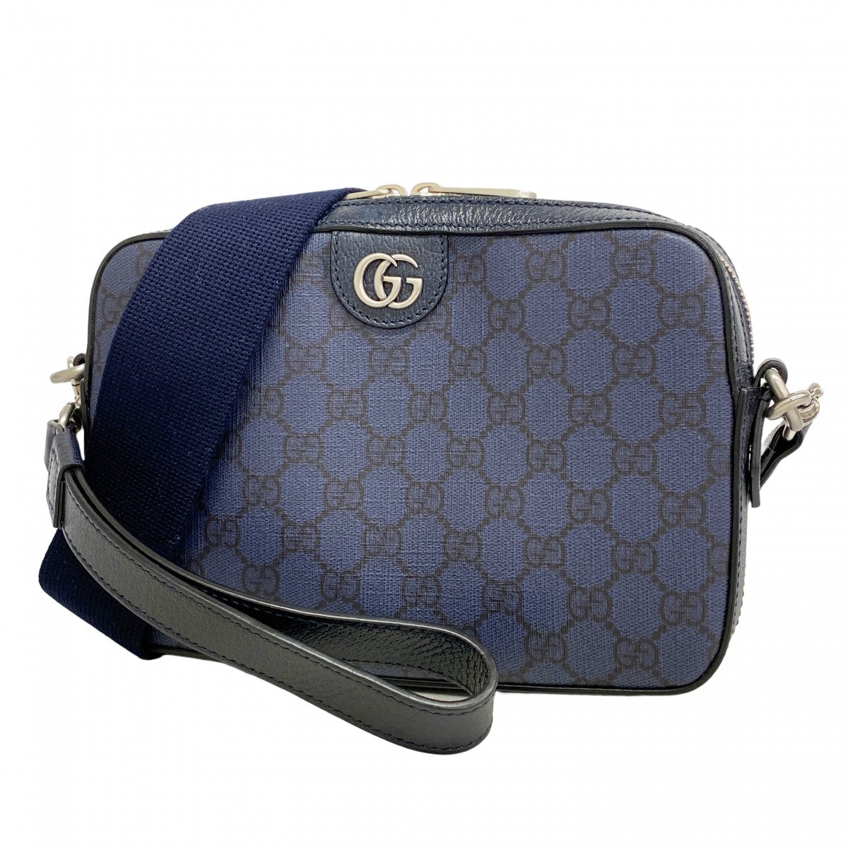★最終価格【6de6134】グッチ ショルダーバッグ GGマーモント 699439 PVC ネイビー シルバー金具【中古】メンズ